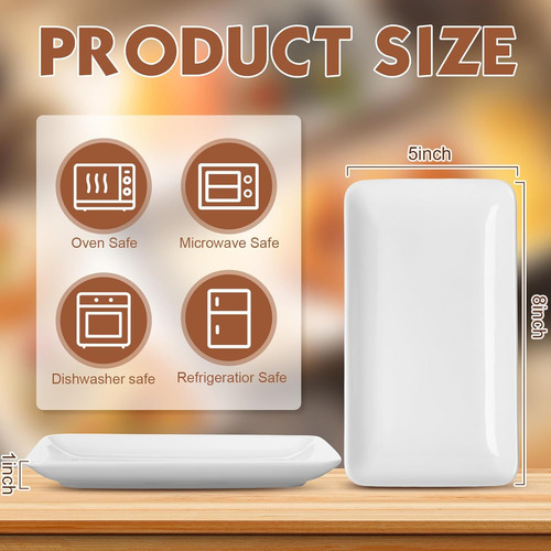 Plato Rectangular De Porcelana Blanco 20 Cm