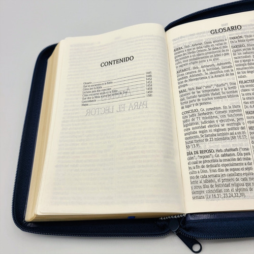 Imagen 8 de 8 de Biblia Reina Valera 1960 Letra Grande Sentipiel Azul Cierre