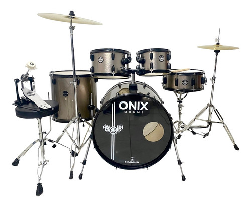 Bateria Nagano Completa Onix Rock Deep Silver Bumbo 22 Pol