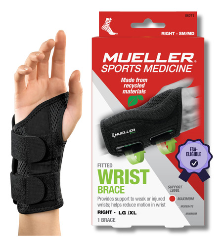 Mueller Greenline Vendaje., 86273, Derecho, Negro, 1, 1