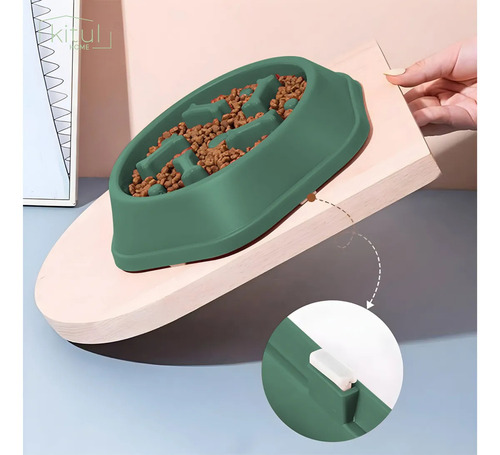 Plato De Alimentación Lenta Para Perro Comida Control De Ansiedad Color Verde