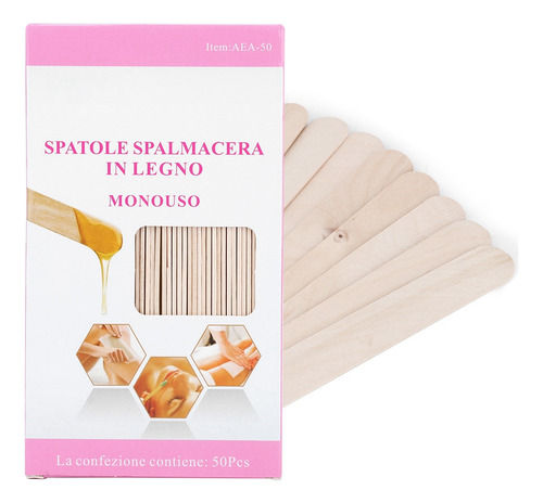 Barras Depilatorias Desechables De Madera, 50 Unidades