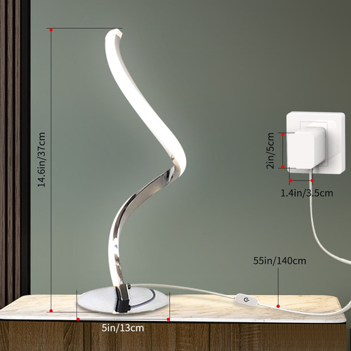Lámpara De Escritorio Led Con Control Táctil Espiral Moderna