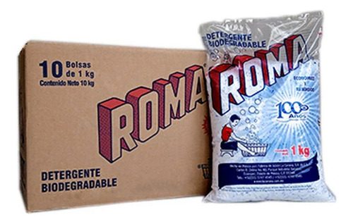 Detergente En Polvo Roma 10 Pzas. De 1 Kg