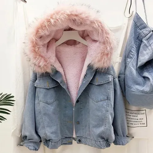 Chamarra Con Capucha Para Mujer Invierno Chamarra Vaquera