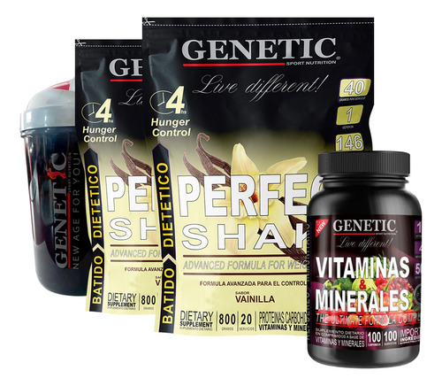 Reemplaza Comida Perfect Shake 1600g Vitaminas Enaccion Vaso