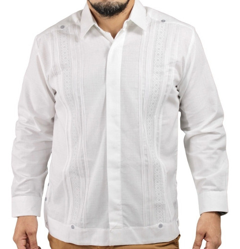 Guayabera Yucateca Blanca Itzamná Lino Real Manga Larga