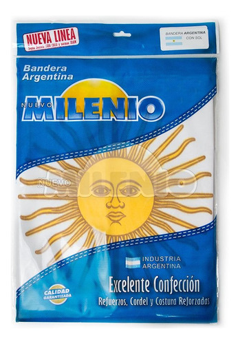 Bandera Argentina Milenio 45 X 72 Cm Poliamida Con Sol
