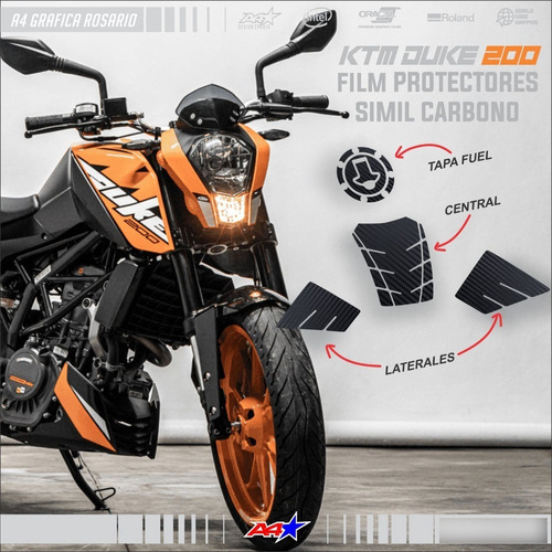 Ktm Duke 200 Films Protectores Tanque Vinilo Carbono