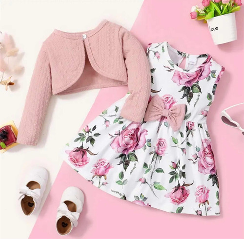 Conjunto Vestido Y Torera Bebé Niña, Flores
