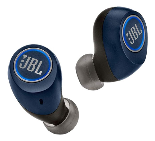 Fone de ouvido in-ear gamer sem fio JBL Free X JBLFREEX azul com luz LED