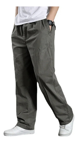 Pantalones Casuales De Algodón Para Hombre Con Cintura Elást