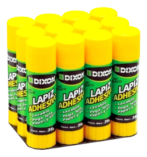 Lápiz Adhesivo Dixon 36g Paquete Con 12 Pz. Original Blanco