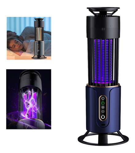 Lámpara Repelente Eléctrica Recargable Mata Mosquitos Mosca 4500V Usb Color Azul