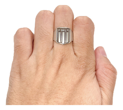 Anillo Escudo Equipo FĂștbol Argentina Estudiantes De La Plata C - Grande Plata 925