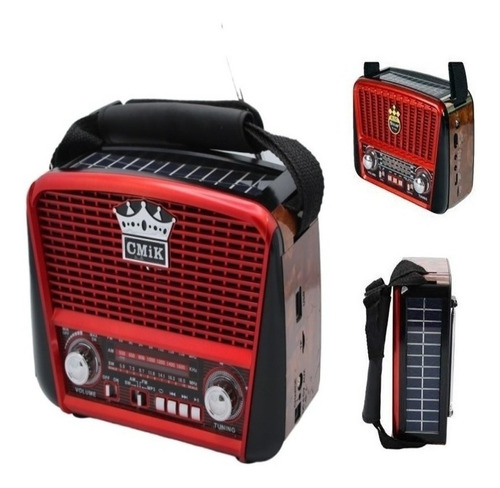 Imagem 1 de 6 de Radio Energia Solar Vintage Retro Am Fm Recarregavel