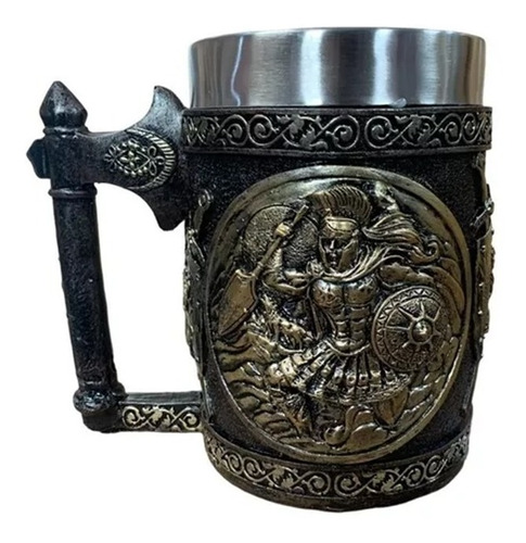 Tazón Mug Calavera Guerrero Vikingo Acero Inoxidable 600ml