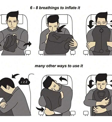 Almohada Inflable Viaje Soporte Cuello Espalda Avión Y Carro