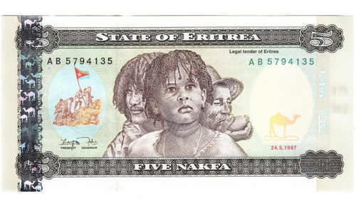 Eritrea Billete 5 Nafka Unc 1997 Pick 2