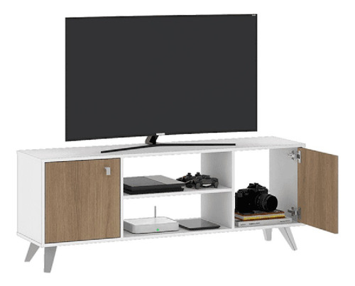 Rack Para Tv Mueble Moderno De Malamina C/ Divisiones Puerta