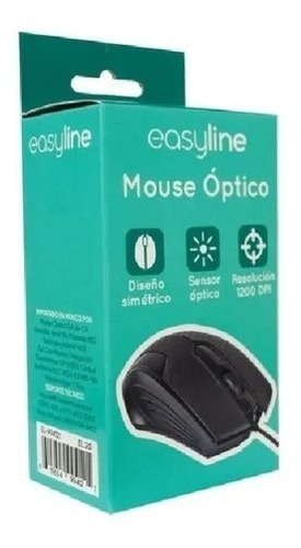 Mouse Optico Usb Easyline Negro 1200 Dpi 