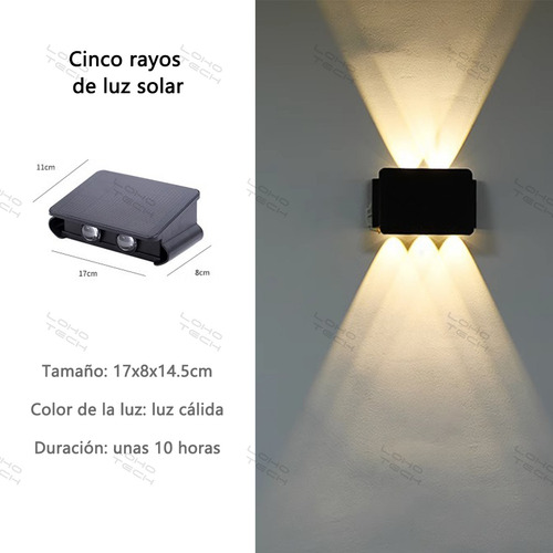 Lamparas De Pared Exterior Focos Jardin Solar Impermeable Loho Tech 5 Leds