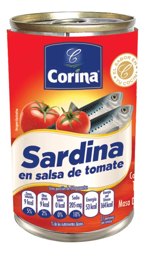 Sardina Corina Salsa De Tomate 155g Premium Sin Conservador