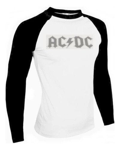 Playera Tipo Beis En Oferta Para Dama Ac/dc Logo Neg Rock Bk