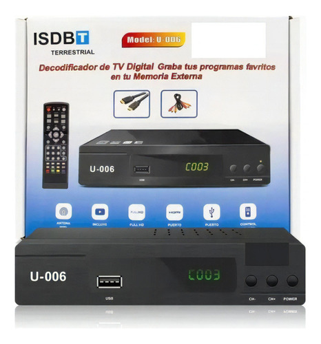 Decodificador Digital Isdbt U-006 Sintonizador Tda Full Hd + Av 110V/220V
