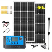 Comprar Time4buy 2pzs 60w Paneles Solares Con Controlador De Carga Celdas,interruptor De 18v, Interfaz De Carga Usb, Placa Solar Con 10a Controlador, Células Solares Impermeables,panel Solar Kit