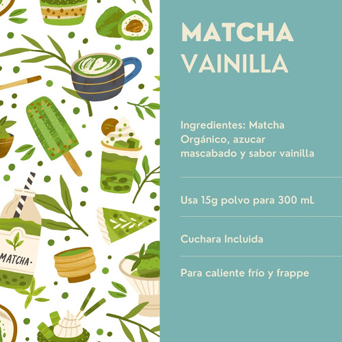 Matcha Con Vainilla 1 Kg Endulzado Con Azúcar Mascabado