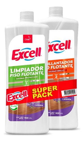 Pack Abrillantador + Limpiador Excell 900ml Aroma A Lavanda