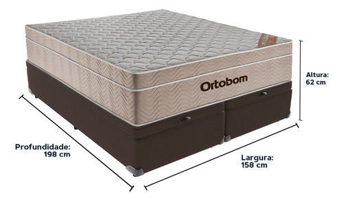 Cama Baú Marrom E Colchão Airtech Springpocket Queen Ortobom