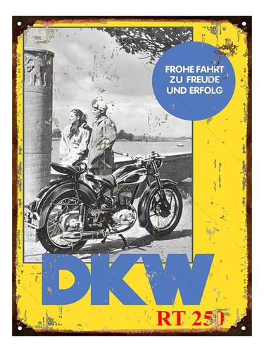 Cartel Chapa Publicidad Antigua 1936 Moto Dkw Rt 250 L295