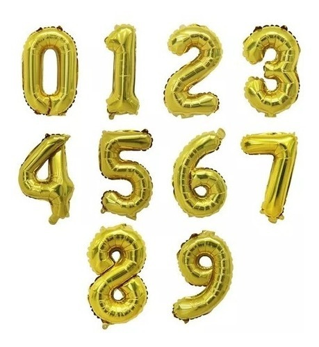 Globos Foil Balloon-32 Gold 0-9