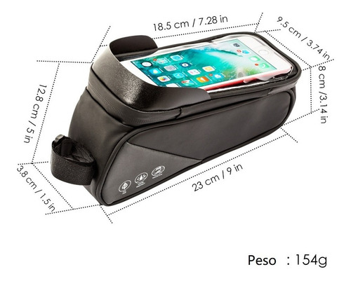Imagen 3 de 9 de Bolsa De Teléfono Para Cuadro Frontal De Bicicleta