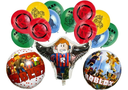 Pack 15 Globos Roblox 3 Metalizados 12 Látex Aire O Helio