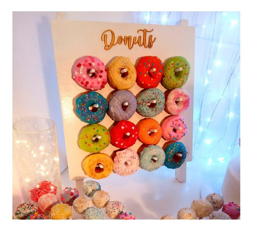 Exhibidor Mini Donas Repostería Cumpleaños 15 Casamientos