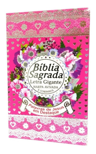 Bíblia Sagrada Luxo Uau Com Harpa Letra Gigante Feminina
