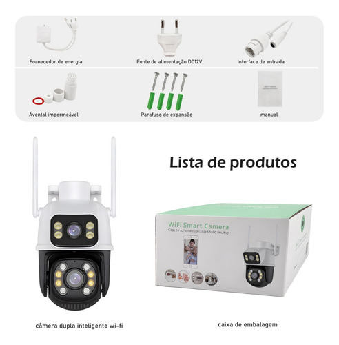 Câmera De Segurança Dupla Wi-fi Smart Angulo Duplo 3mp Icsee