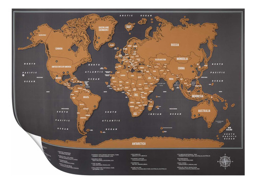 Mapa Raspable 82x59cm (incluye Tubo Protector