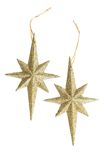 2 Colgantes De Estrellas Con Purpurina Para Navidad,