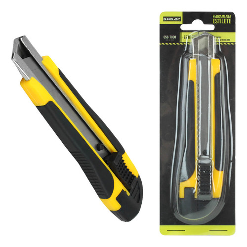 Estilete Estilete Multiuso Kokay Sc-7030 Cor Amarelo - 1 Unidade