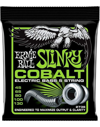 Set De 5 Cuerdas De Bajo Ernie Ball Slinky Cobalt 45-130