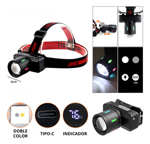 Linterna De Cabeza Lidimi Led Recargable Con Zoom