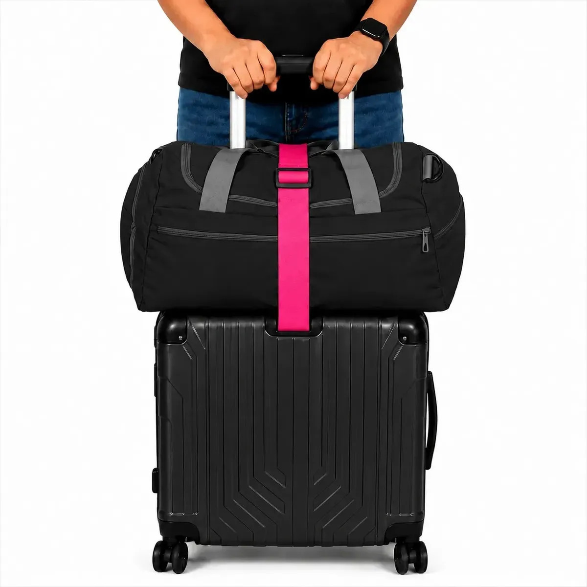 Cinta Elástica Organizadora Para Mala Bolsa Mochila Bagagem Pink