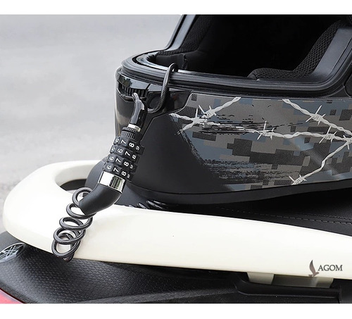 Lagom Candado Cadena De Seguridad Casco Moto Bici Combinación Ext Sistema Antirrobo Con Contraseña De 4 Dígitos Cable De Seguridad Acerado