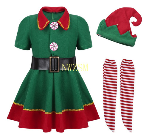 Disfraz Navideño De Santa Claus Para Niñas Elf Girls