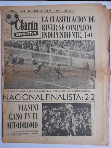 Clarin Deportivo 17/7/67 Independiente 1 River 0,boca Racing