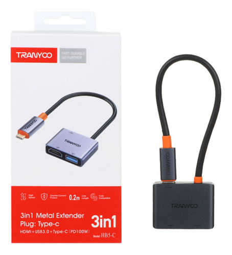 Adaptador Tipo-c 3 En 1 Hdmi+usb+tipoc (pd100w)